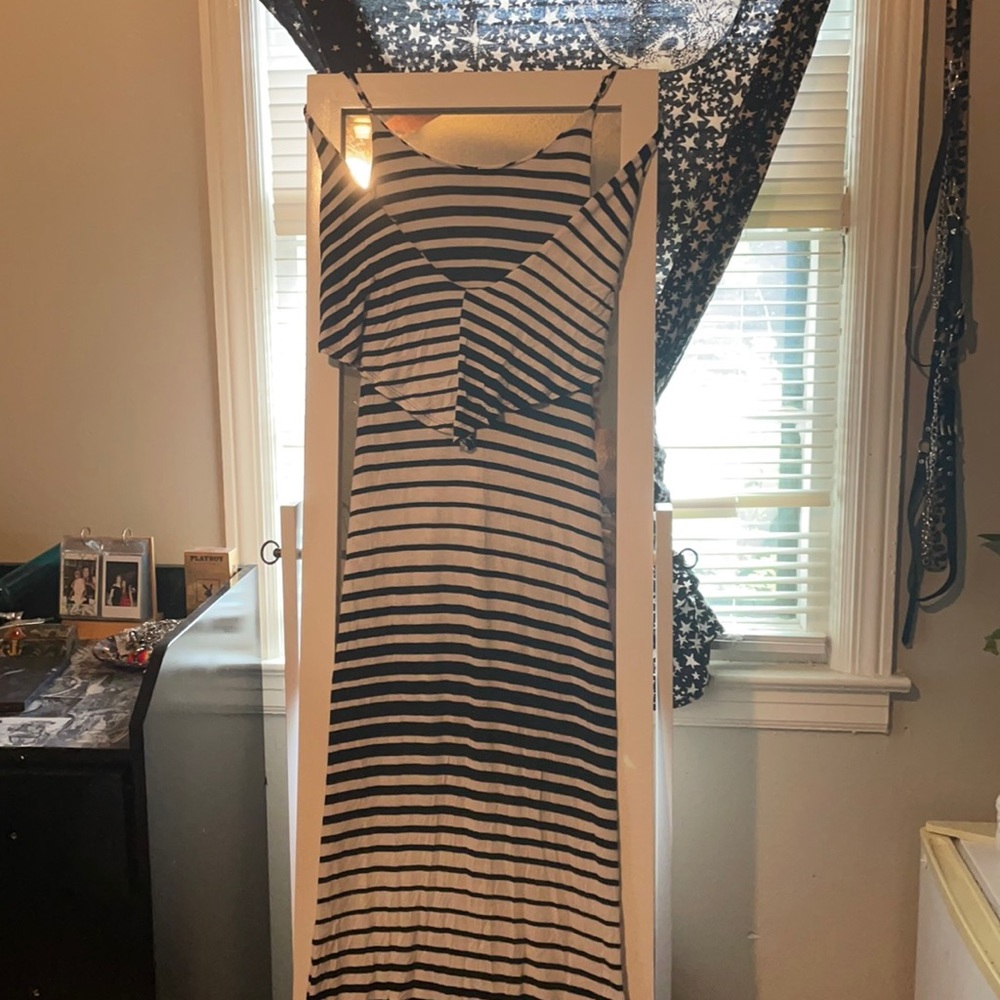 Black and white stripped maxi dress